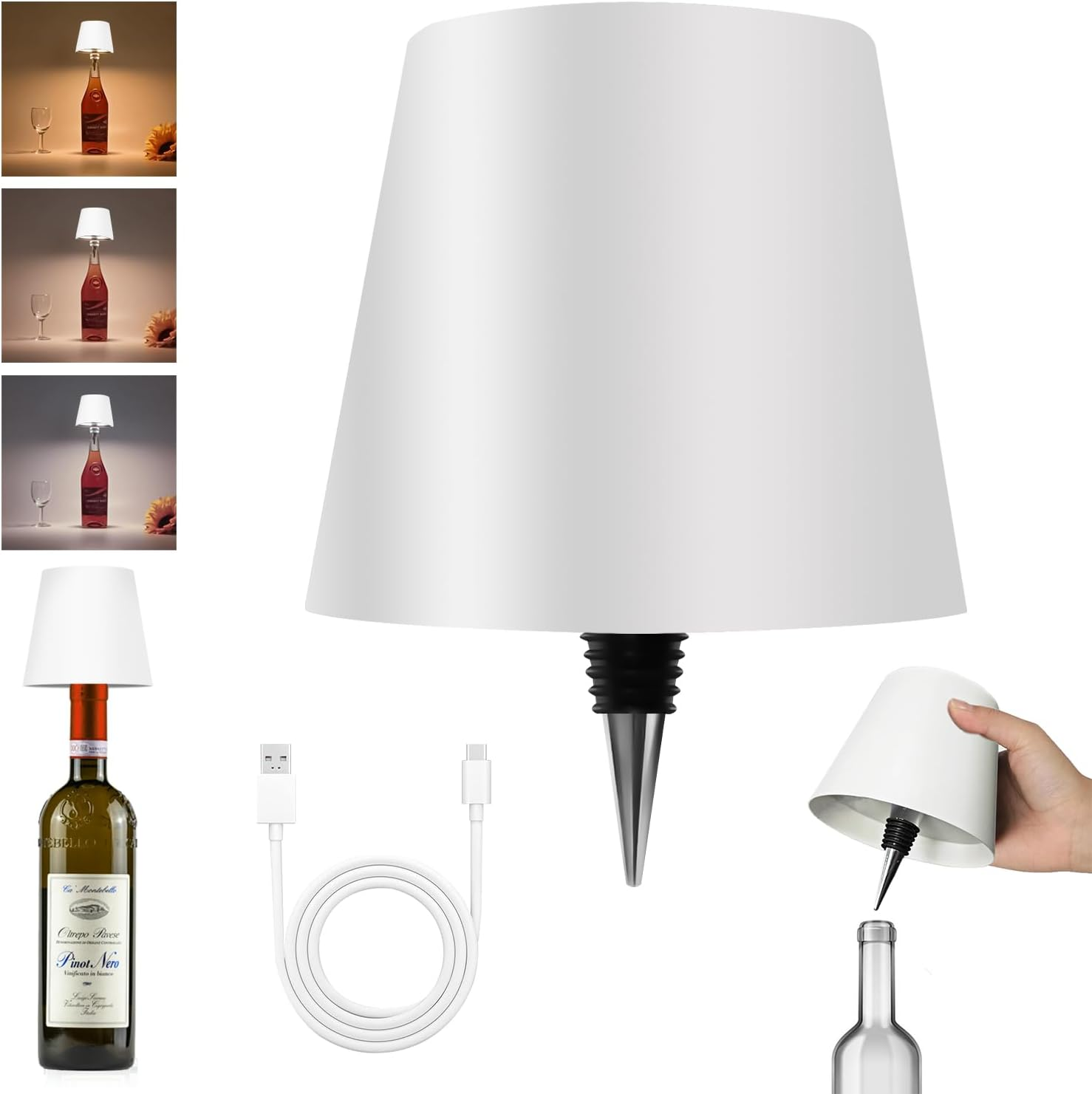 Portable Wireless Bottle Lamp for Bars & Home - Rechargeable Wine Bottle Light