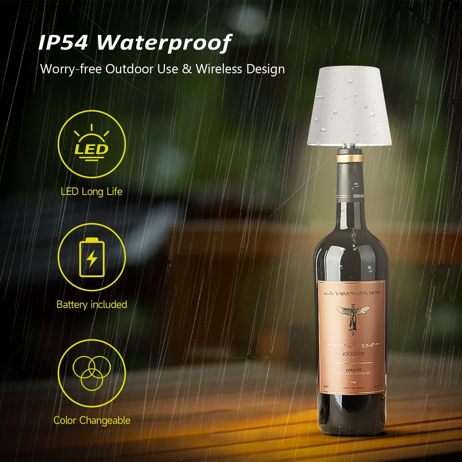 Portable Wireless Bottle Lamp for Bars & Home - Rechargeable Wine Bottle Light