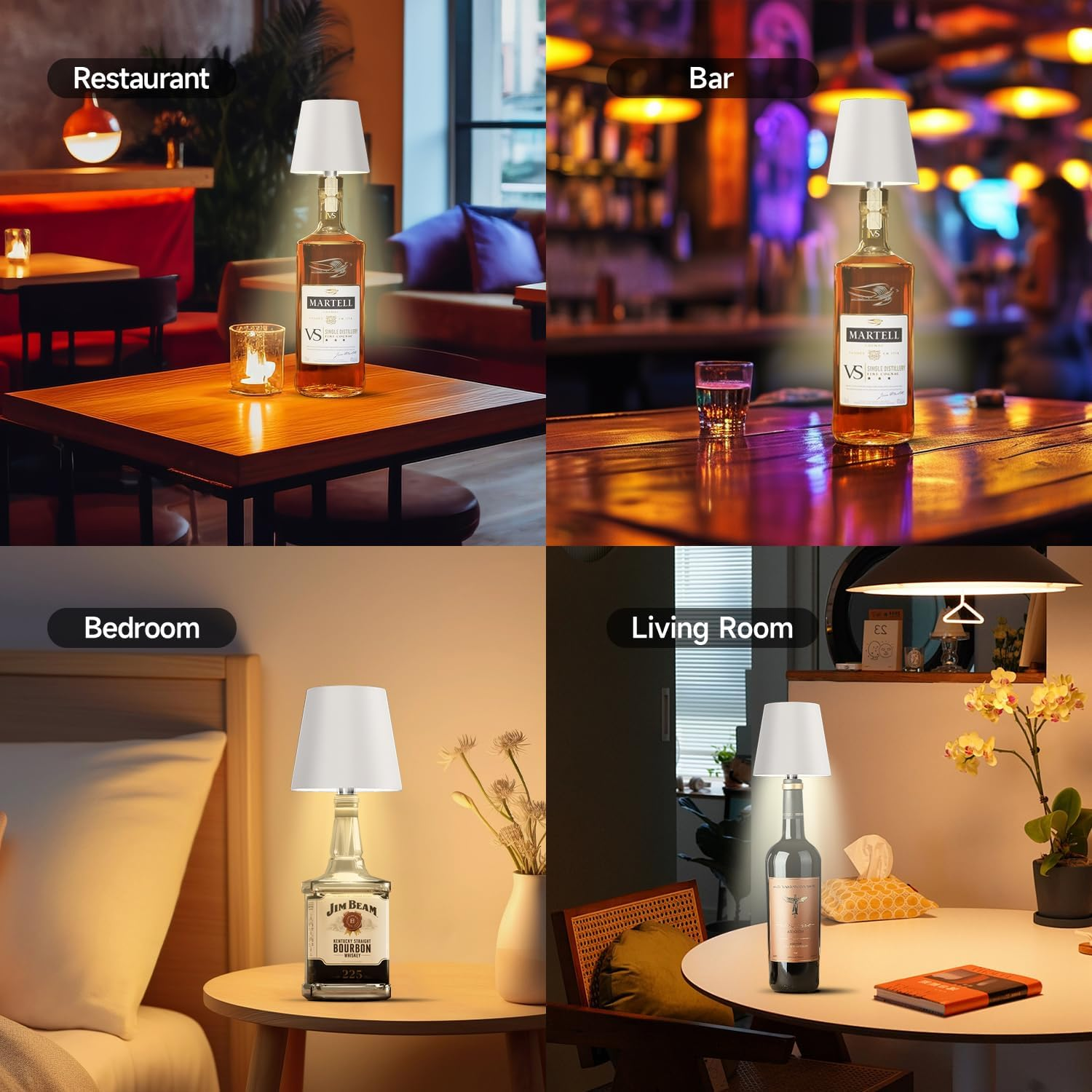 Portable Wireless Bottle Lamp for Bars & Home - Rechargeable Wine Bottle Light