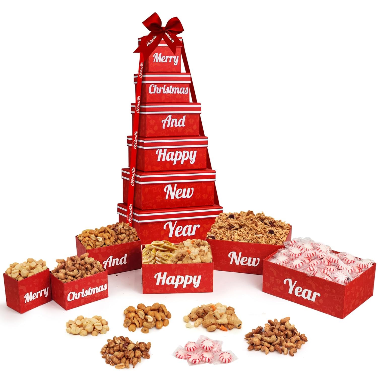 Christmas Nuts Gift Basket – Premium 7-Section Snack Assortment