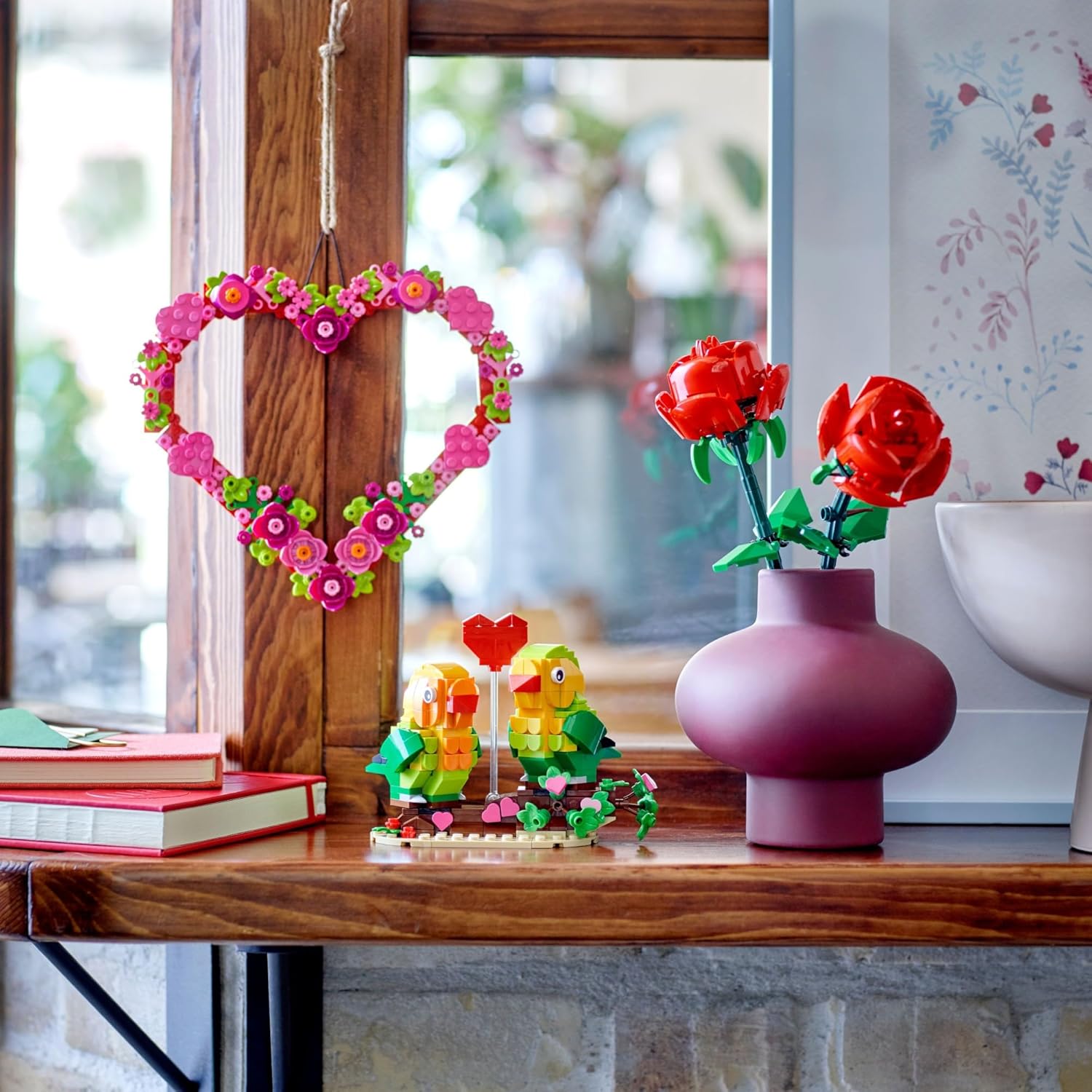 Customizable LEGO heart-shaped ornament for home