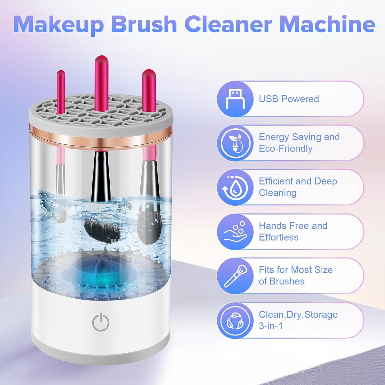Automatic Electric Makeup Brush Cleaner & Dryer Kit with Mat