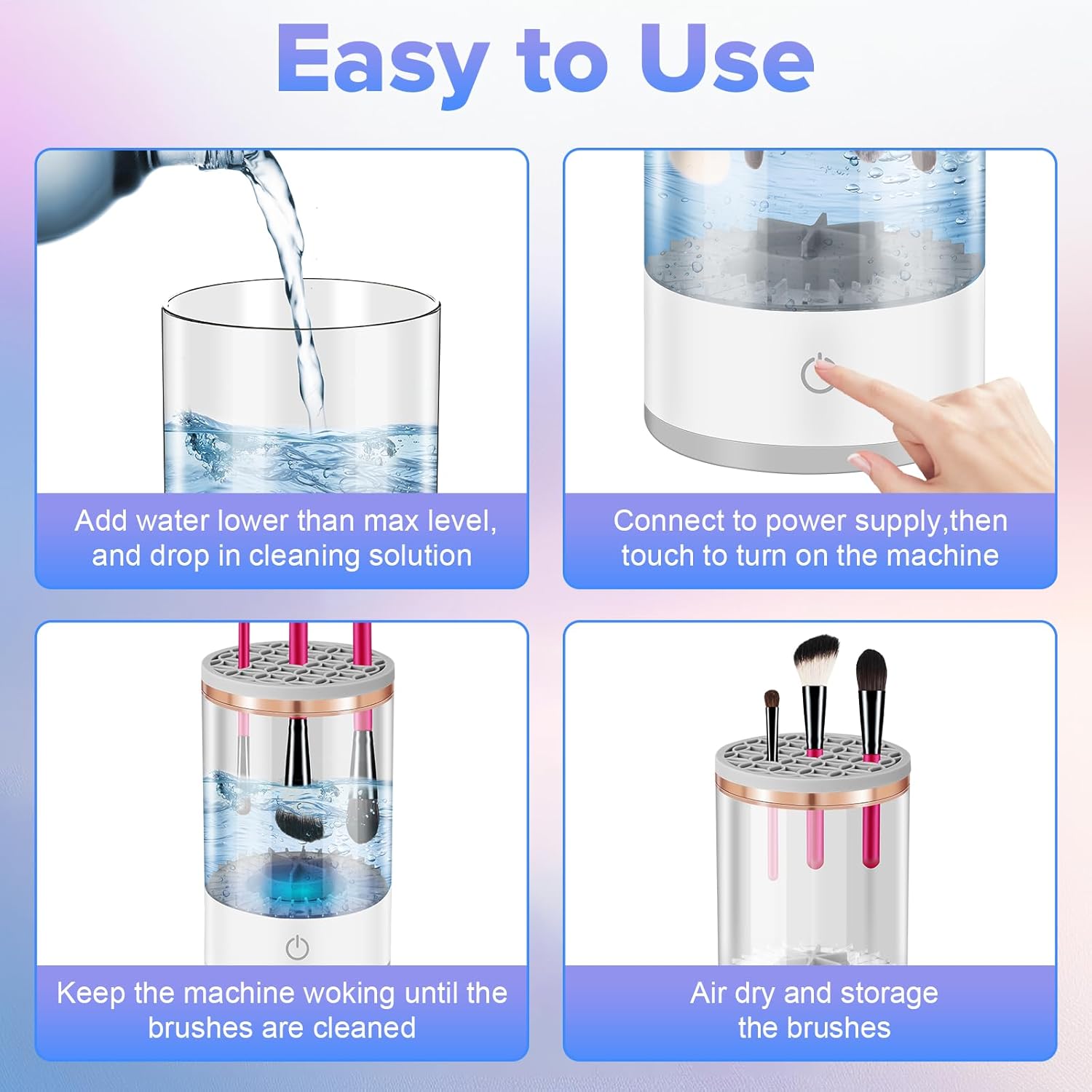 Automatic Electric Makeup Brush Cleaner & Dryer Kit with Mat