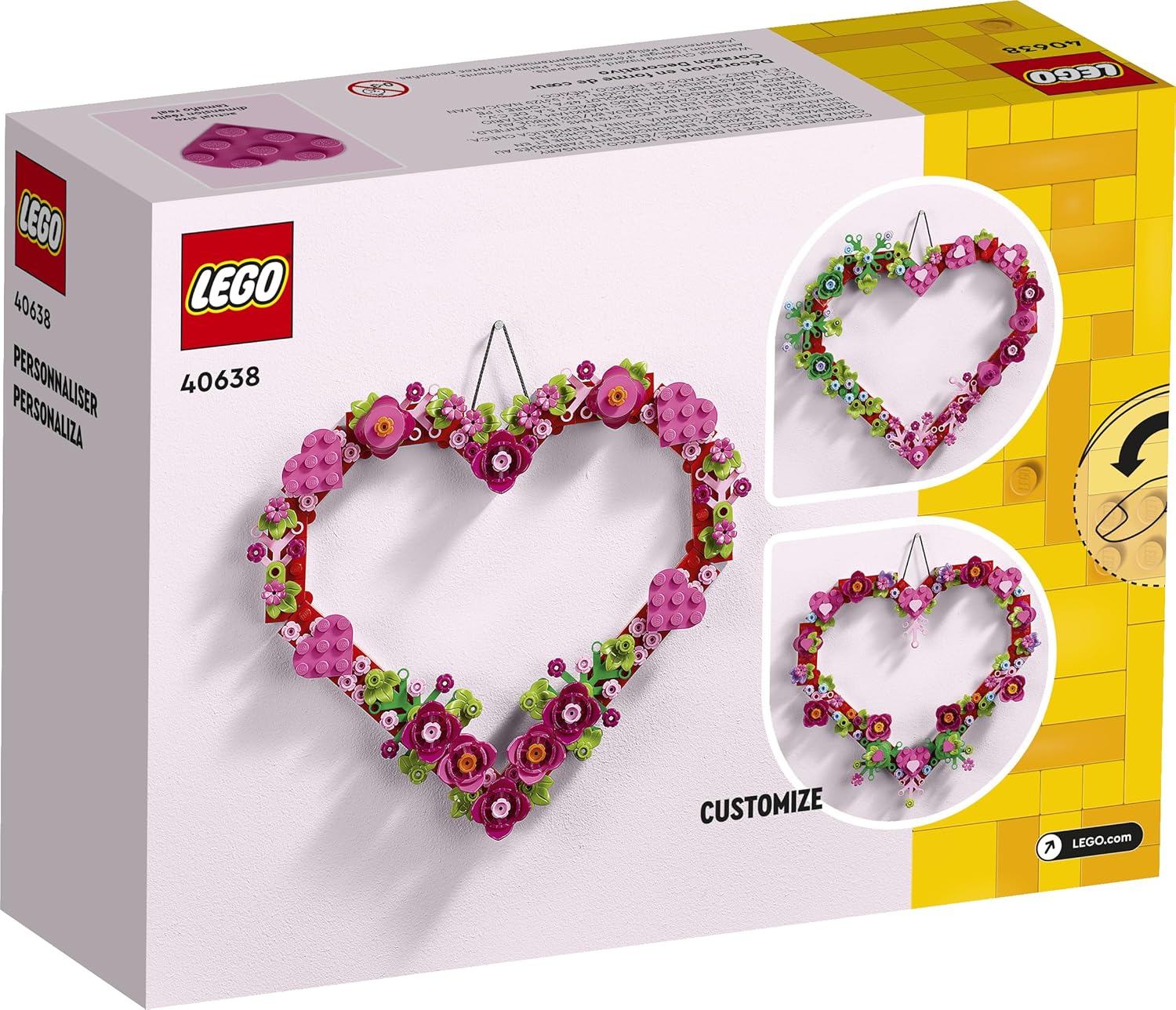 LEGO heart ornament for wall or window display