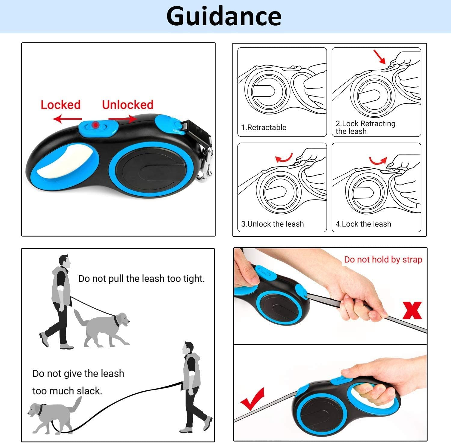 Heavy-Duty Retractable Dog Leash with Anti-Slip Handle & One-Button Control