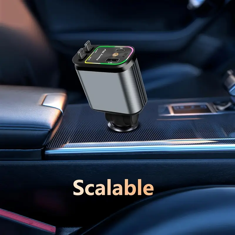 4 In 1 Retractable Car Charger with Star Light – 66W Fast Charging