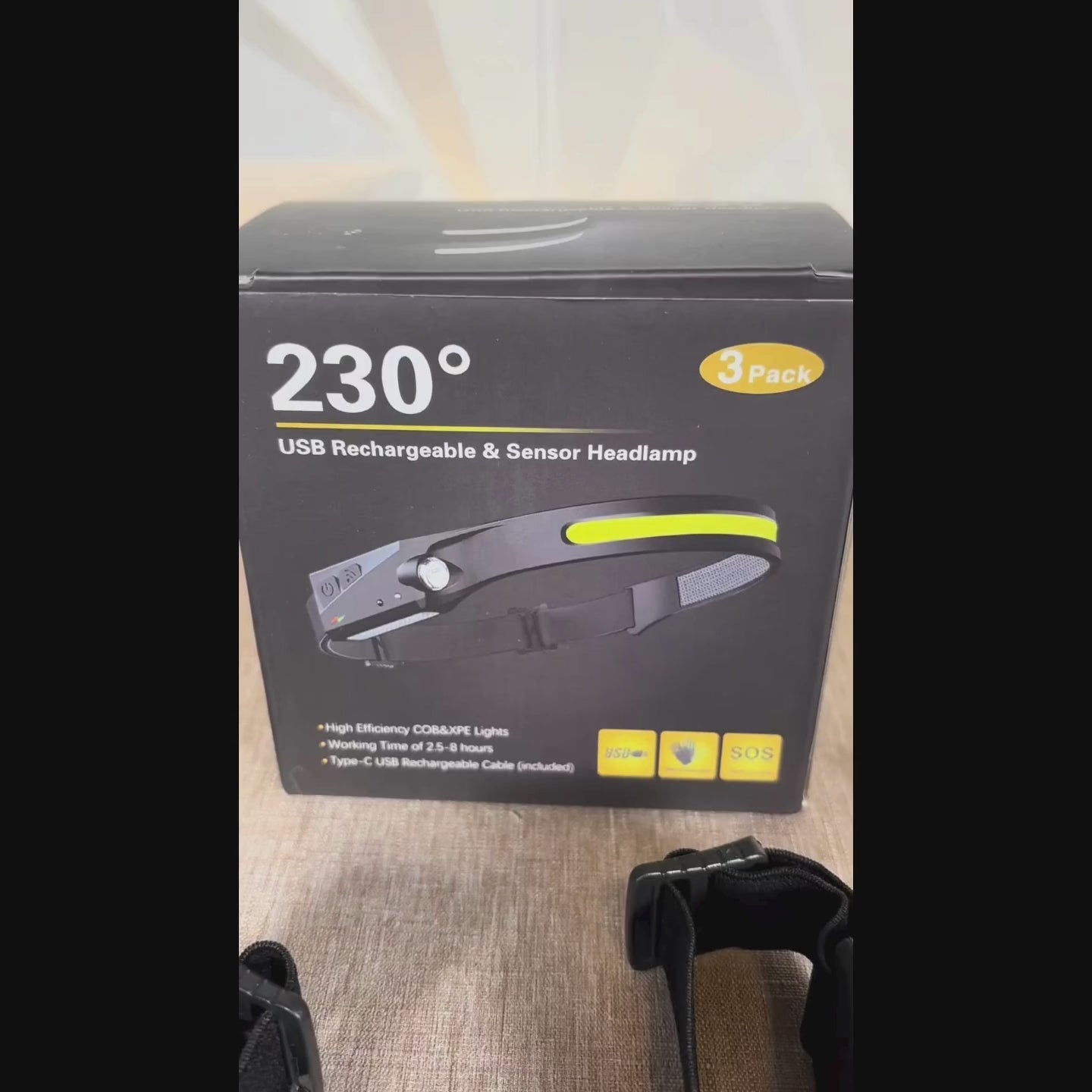 Rechargeable 350 Lumen Headlamp, 5 Modes with Touch Control