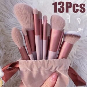 13-Piece Essential Makeup Brush Set - Soft Professional Beauty Tools with Travel Bag