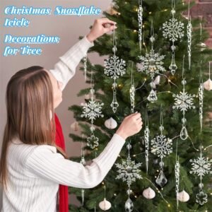 10-Piece Clear Acrylic Icicle Ornaments - Realistic Christmas Tree & Ceiling Pendants