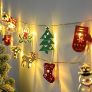 LED Christmas String Lights with Santa, Elk & Snowman Ornaments