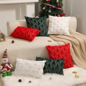 Soft Plush Christmas Throw Pillowcase - Cozy Velvet Cushion Cover for Bed & Sofa