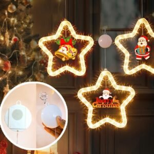 LED Christmas Star Window Hanging Lights (Battery Operated)