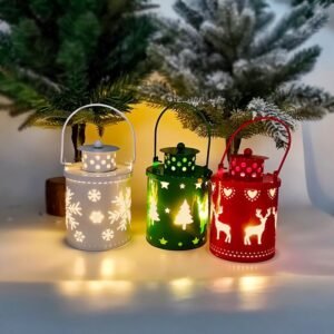 Nordic LED Christmas Candle Lantern - Vintage Wrought Iron Holiday Decoration