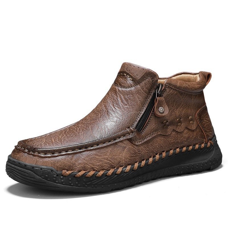 Men's Large-size Casual Hand-sewn Retro Work Boots - Image 3