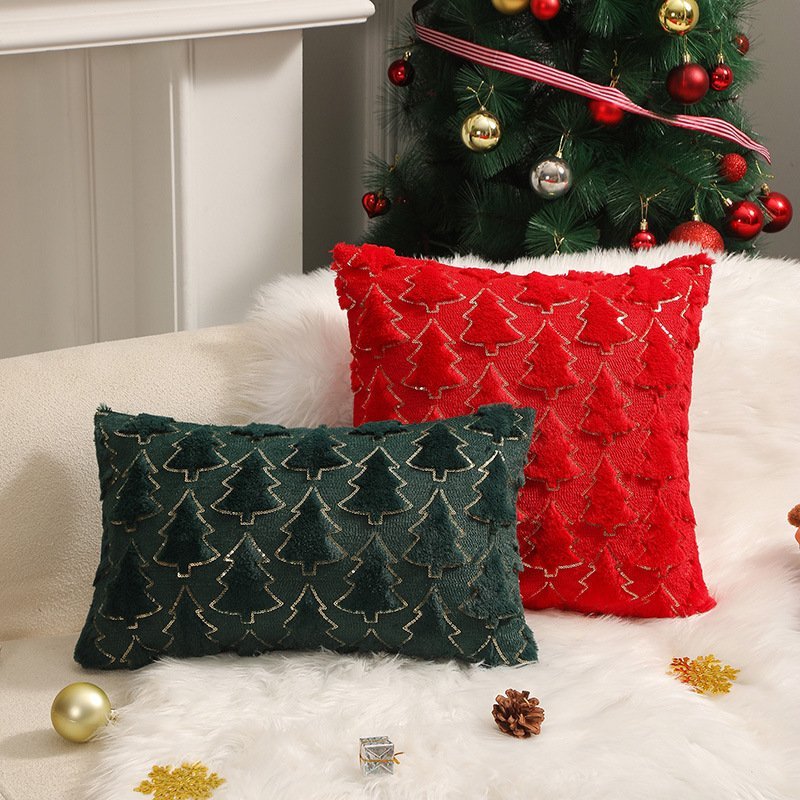Soft Plush Christmas Throw Pillowcase - Cozy Velvet Cushion Cover for Bed & Sofa - Image 7