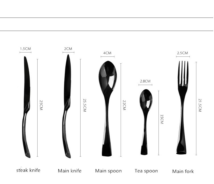 Black Cutlery Stainless Steel Fork Knife Dinnerware Set Western Tableware Set - Image 4