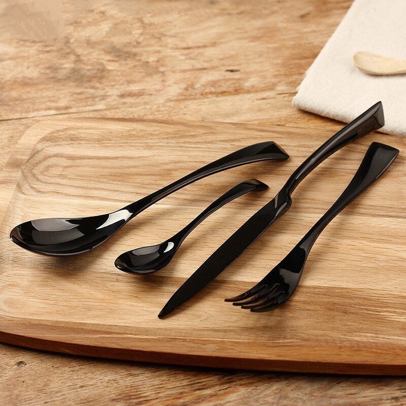 Black Cutlery Stainless Steel Fork Knife Dinnerware Set Western Tableware Set - Image 2