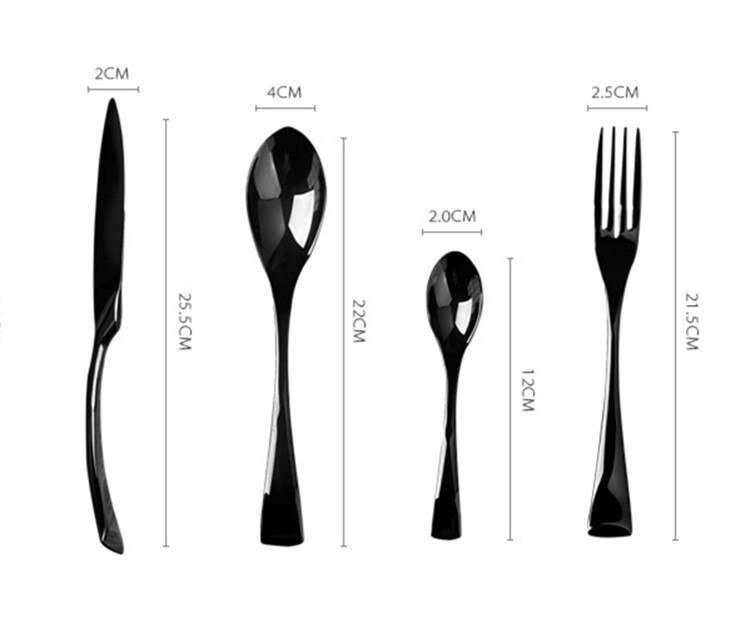 Black Cutlery Stainless Steel Fork Knife Dinnerware Set Western Tableware Set - Image 3