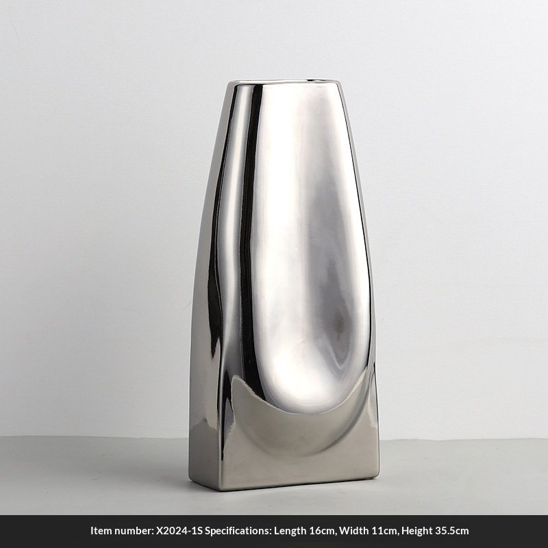 Light-luxury Silver-plated Ceramic Vase Decoration For Home Decor - Image 8