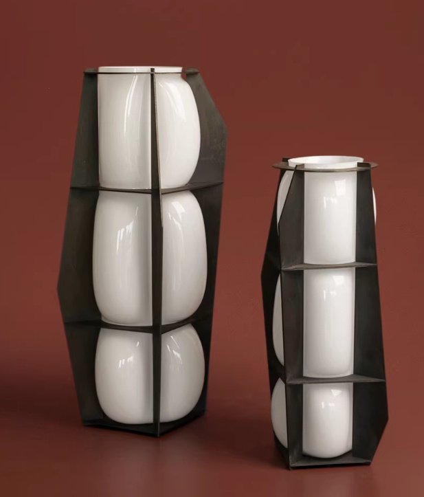 Luxury Geometric Glass Vase Art Decor Piece - Image 2