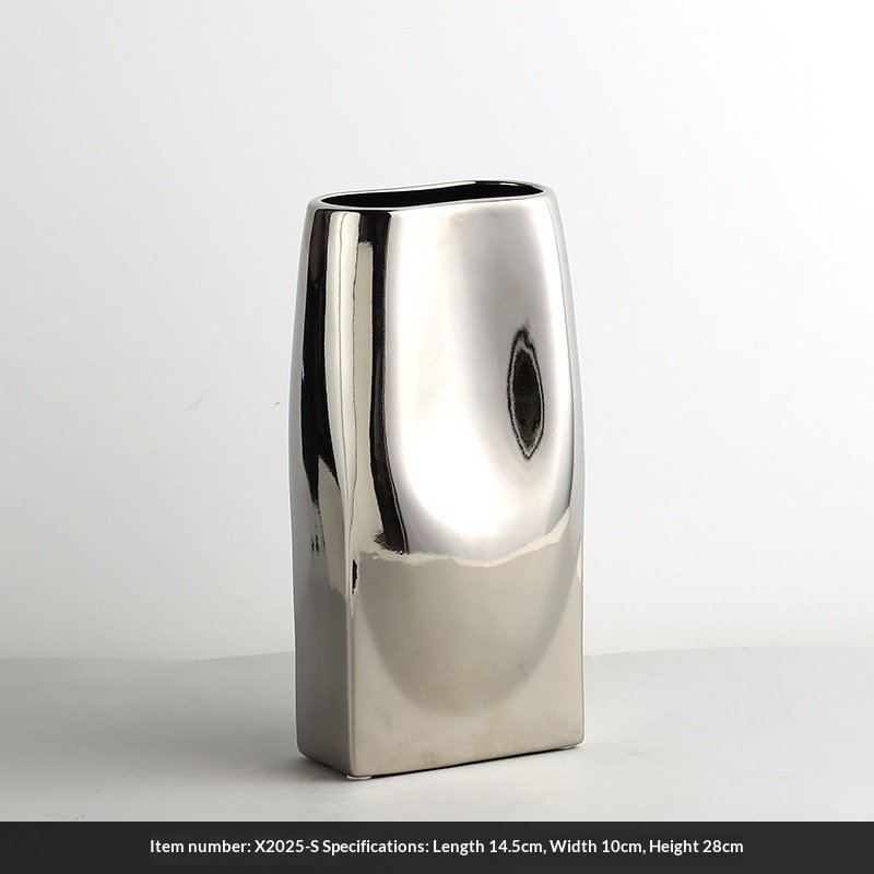 Light-luxury Silver-plated Ceramic Vase Decoration For Home Decor - Image 3