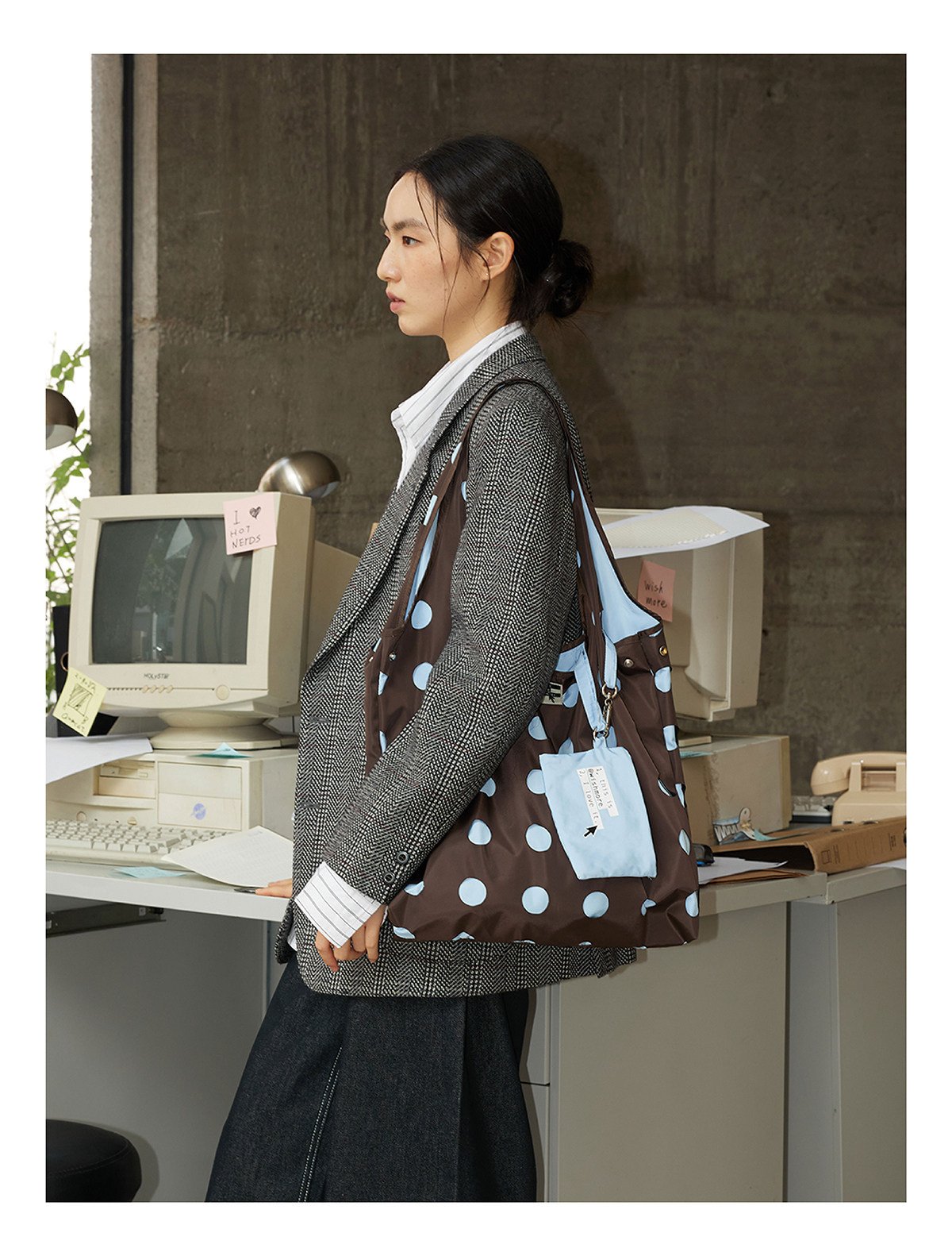 Punching Shoulder Bag Original Design Sense, Portable Large Capacity Polka Dot Handbag, Versatile Backpack Bag - Image 2