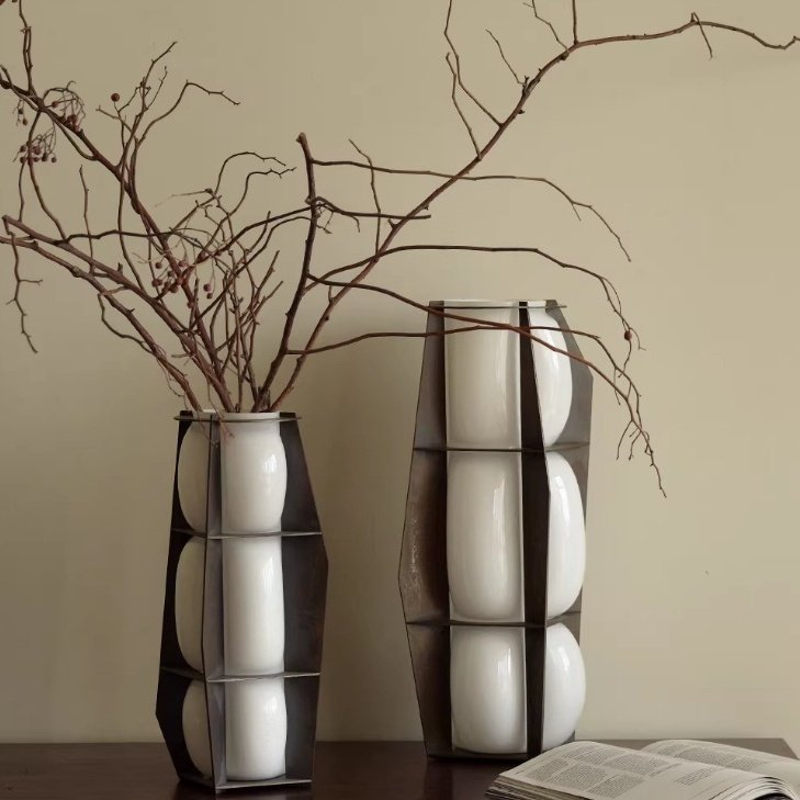 Luxury Geometric Glass Vase Art Decor Piece