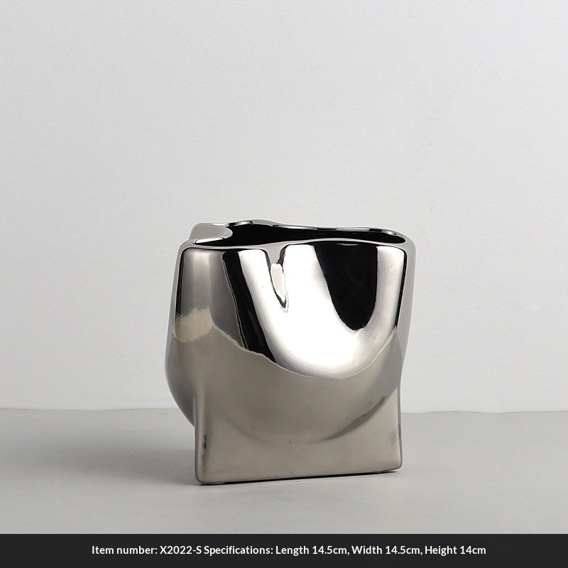 Light-luxury Silver-plated Ceramic Vase Decoration For Home Decor - Image 2
