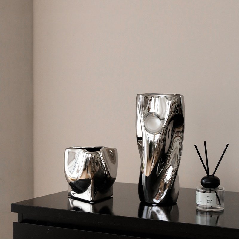 Light-luxury Silver-plated Ceramic Vase Decoration For Home Decor - Image 6