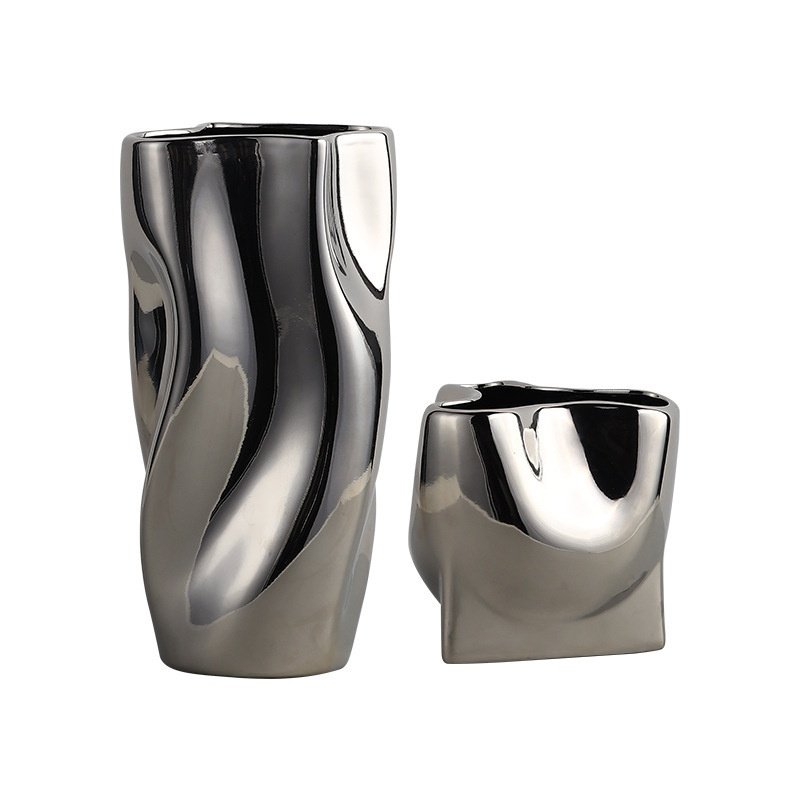 Light-luxury Silver-plated Ceramic Vase Decoration For Home Decor - Image 5