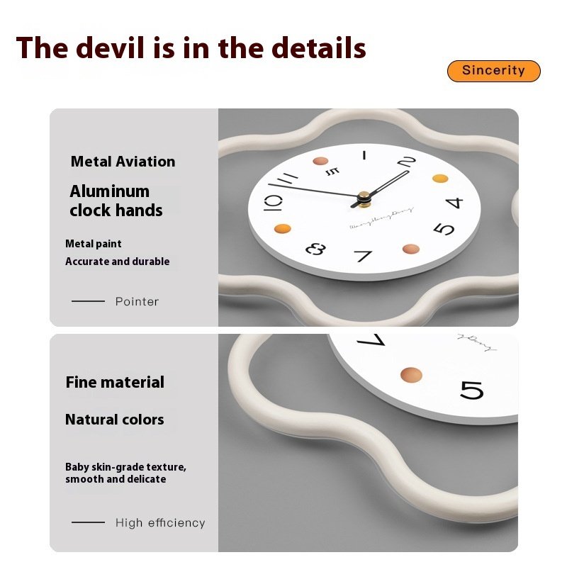 Cream Wind Clock High Sense Wall Home Background Decoration Pocket Watch - Image 6