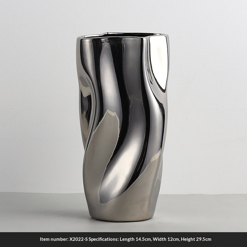 Light-luxury Silver-plated Ceramic Vase Decoration For Home Decor - Image 9